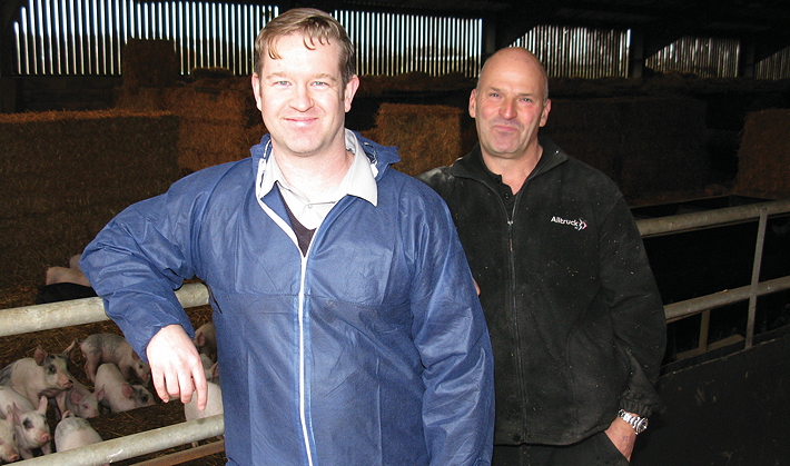 James Doel of AQM (left) and FS Peake & Son pig manager Douglas Goddard