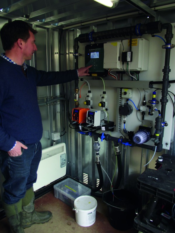 Tom Neat, inside the containerised Merlin treatment plant, says the technology offers all pig farmers a no-nonsense, hassle-free means of controlling water quality