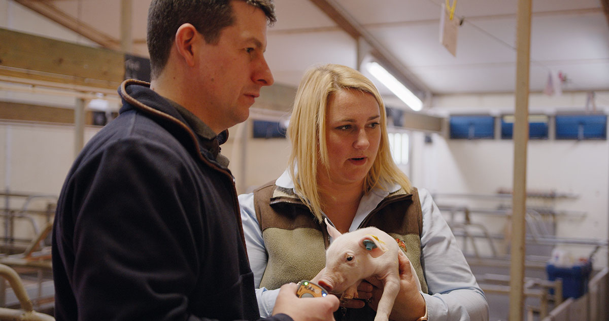 Ingrid Potter with pig farmer Joe Wilson