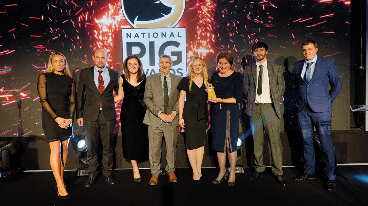 The Lincolnshire Pork Co team received the Sustainable Farming award from Elanco’s Gillian Bryson and host Cherry Healey (left)