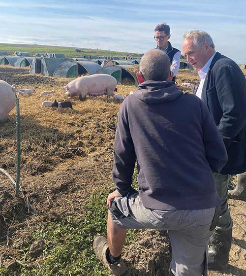 Brian Matthew MP on farm with Cameron Naughton