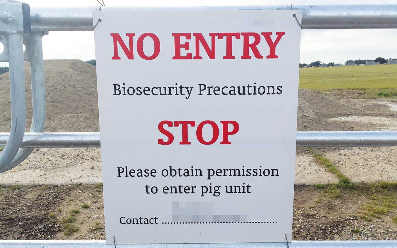 Biosecurity sign of gate