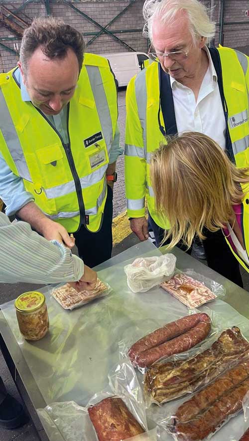 Danny Chambers, Lord Trees and Helen Morgan inspecting some of the day’s seizures