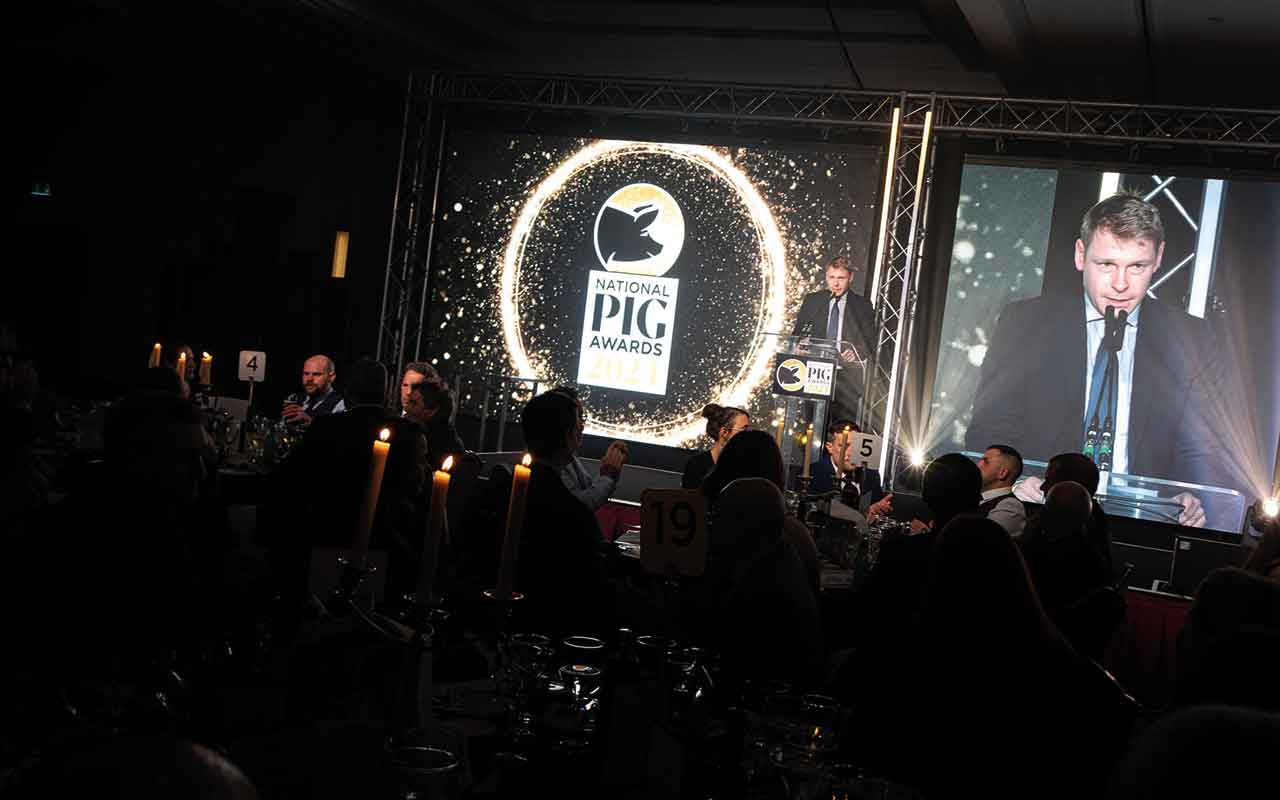 Tom Welham addressing the 2024 National Pig Awards
