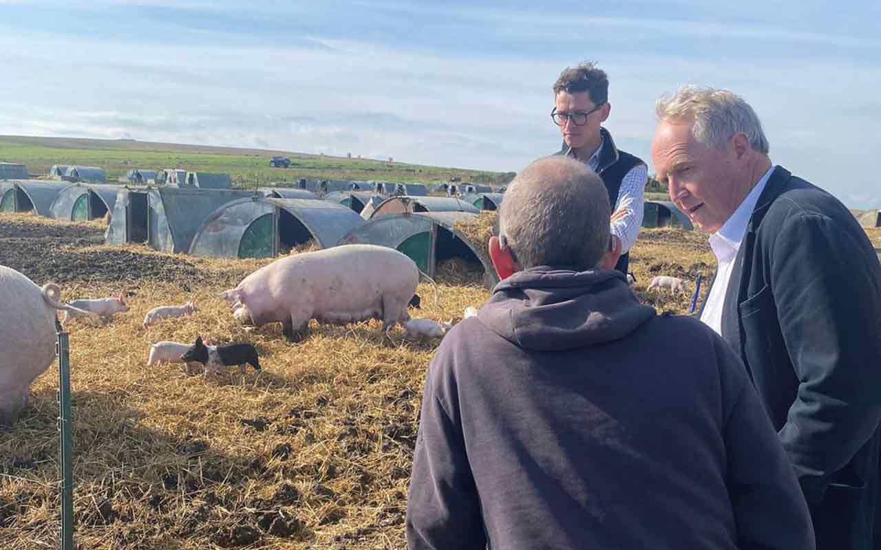Cameron Naughton hosted his MP, Brian Mathew, right, on his farm in Wiltshire a few months ago, in a visit arranged by the NPA   