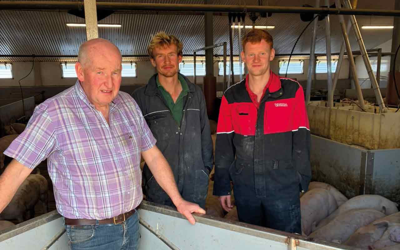 NI pig producer Glen Cuddy with his sons, Mark and Richard